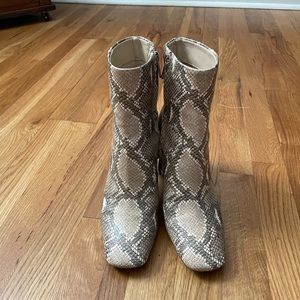 Sam Edelman Snakeskin Print Block Heel Booties
